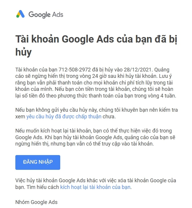 Hướng dẫn cách hủy tài khoản google ads hoàn tiền thành công 100%
