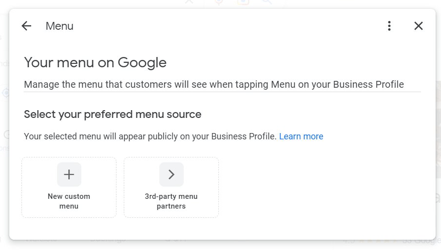 Google Business cập nhật trình quản lý menu cho nhà hàng